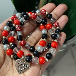 Red and Black Christian Jewelry Beaded Bracelets